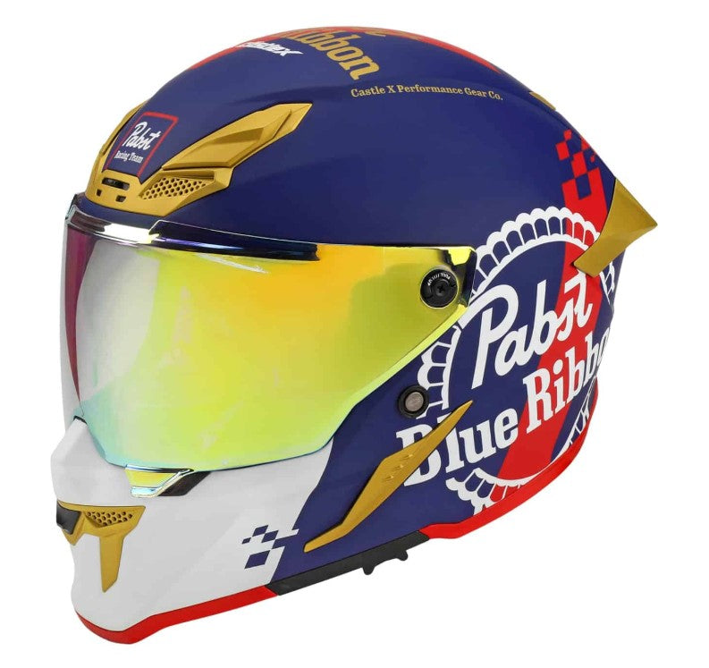 Castle X CX510 Pabst Blue Ribbon Motorcycle Helmet Med.