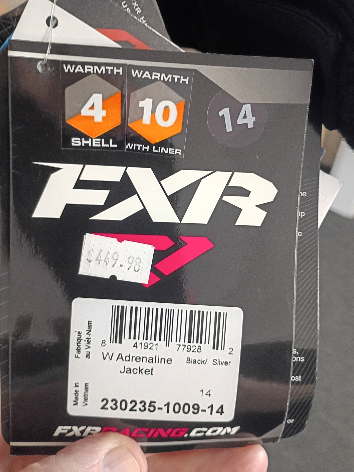 FXR Women's Adrenaline Jacket Black/Silver Size 14