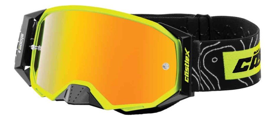 Castle X Stage II OTG Moto Goggle Matte Hi-Vis w/Mirror Orange Lens
