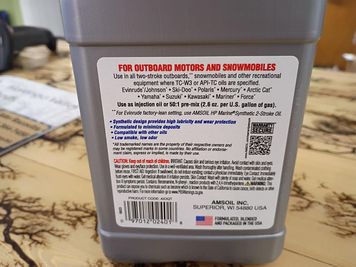 AMSOIL Synthetic 2-Stroke Injector Oil Quart