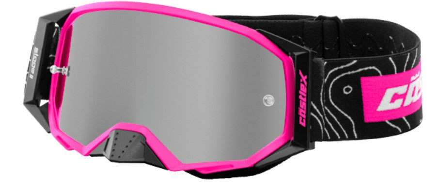 Castle X Stage II OTG Moto Goggle Matte Pink Glo w/Mirror Silver Lens