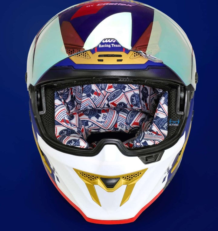 Castle X CX510 Pabst Blue Ribbon Motorcycle Helmet Med.