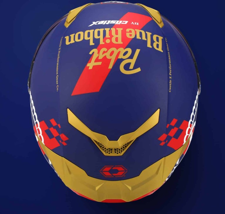 Castle X CX510 Pabst Blue Ribbon Motorcycle Helmet Med.