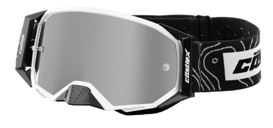 Castle X Stage II OTG Moto Goggle Matte White w/Mirror Silver Lens