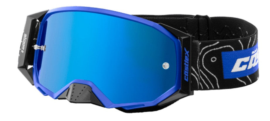 Castle X Stage II OTG Moto Goggle Matte Blue w/Mirror Blue Lens