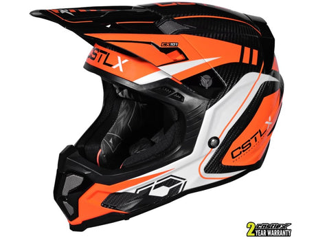 Castle X CX101 Carbon Ascent MX Helmet Large Flo Orange/White